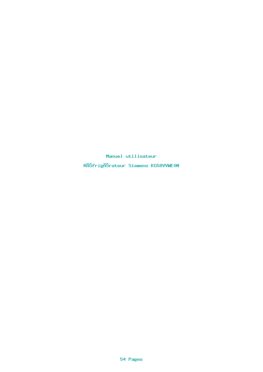 Page 1 de la notice Manuel utilisateur Siemens KG58VVWE0N