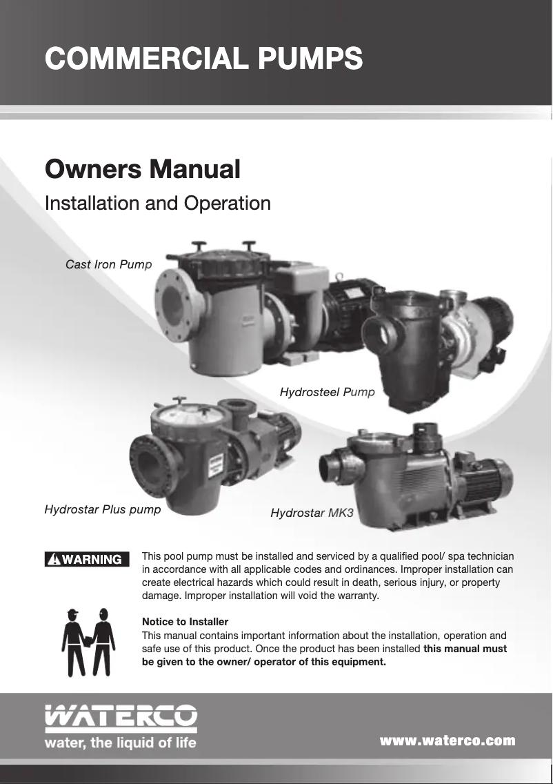 Page 1 de la notice Manuel utilisateur Waterco Hydrostar MK4