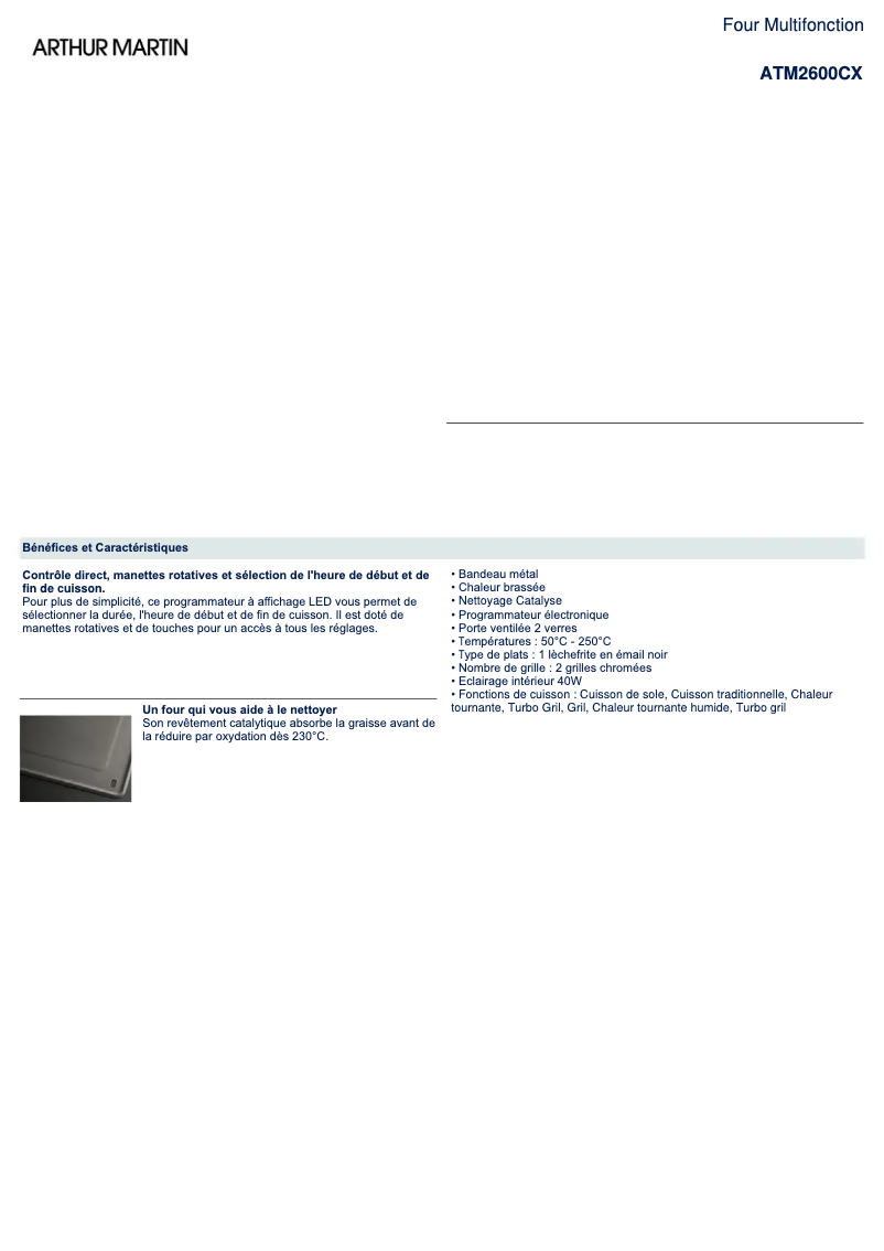 Página 1 del manual Ficha técnica Electrolux ATM2600CX