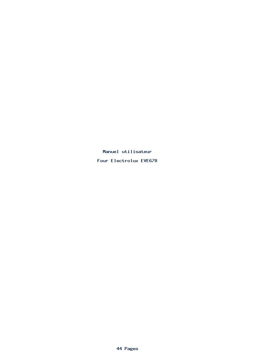 Page 1 de la notice Manuel utilisateur Electrolux EVE678