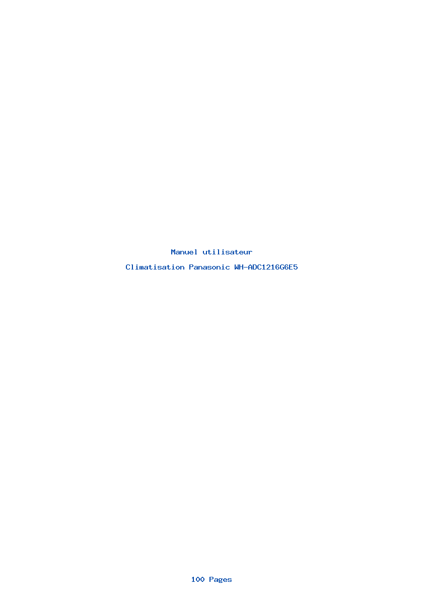 Page 1 de la notice Manuel utilisateur Panasonic WH-ADC1216G6E5