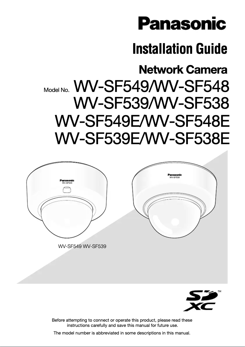 Page 1 de la notice Manuel utilisateur Panasonic WV-SF539E