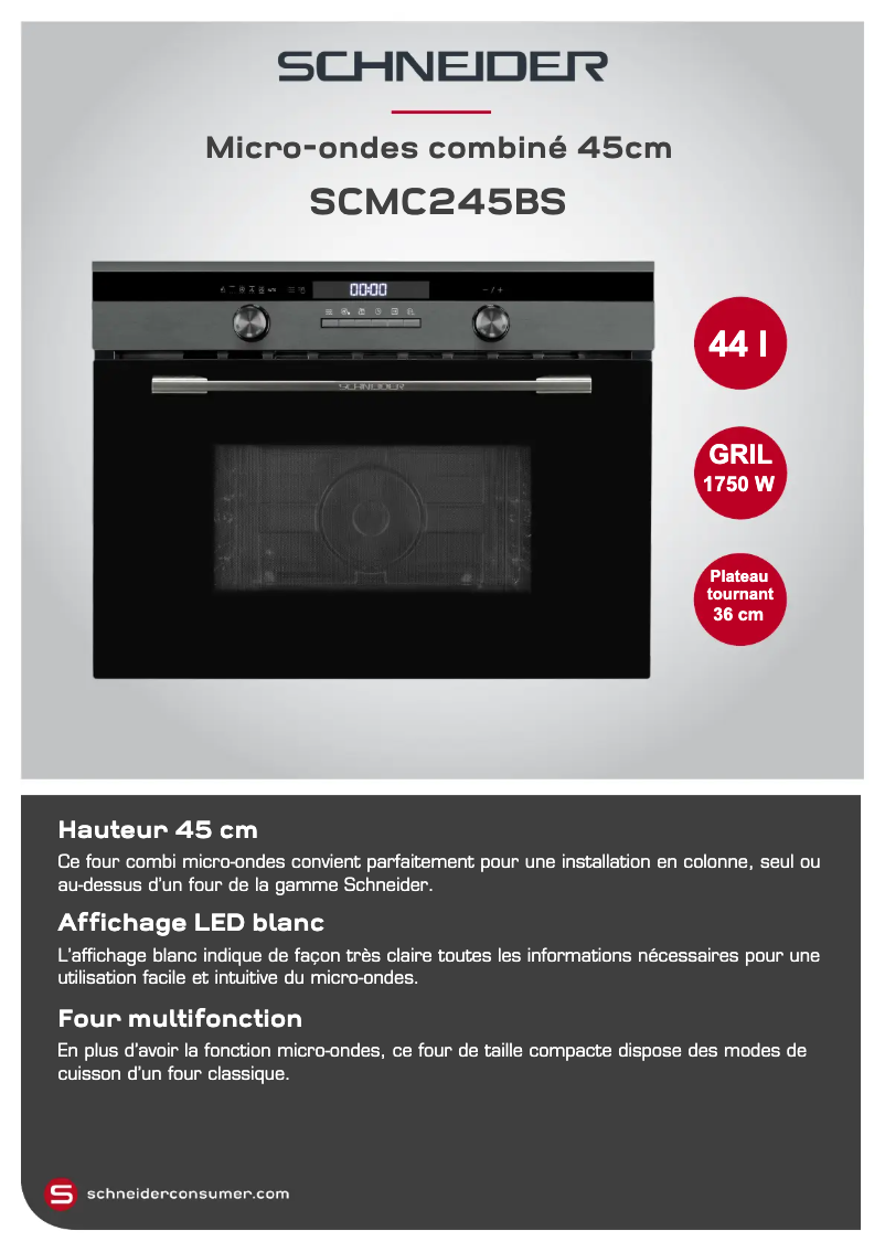 Page 1 de la notice Fiche technique Schneider SCMC245BS