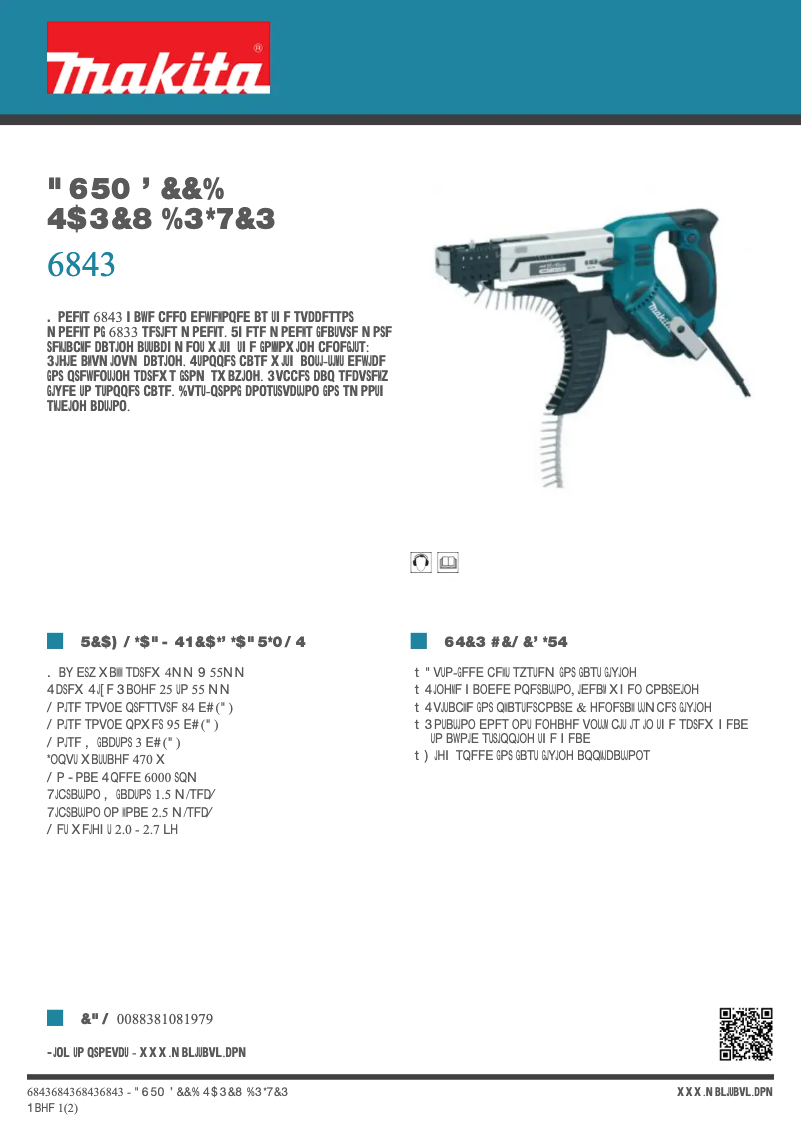 Page 1 de la notice Fiche technique Makita 6843
