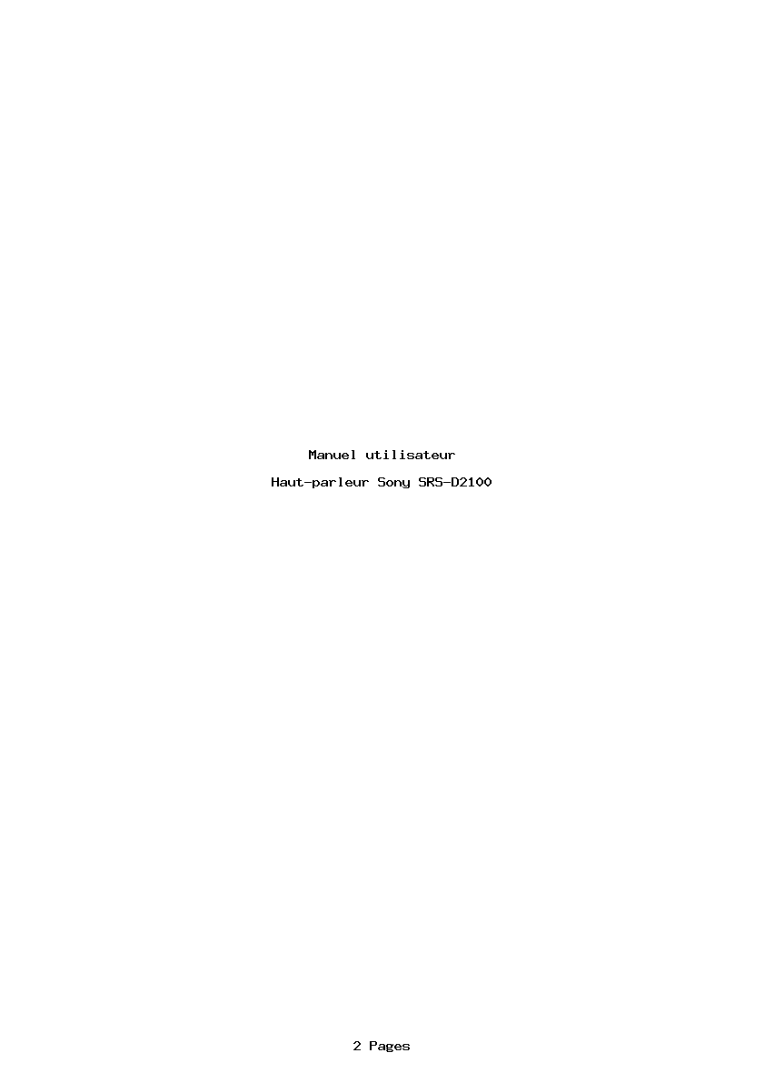 Page 1 de la notice Manuel utilisateur Sony SRS-D2100