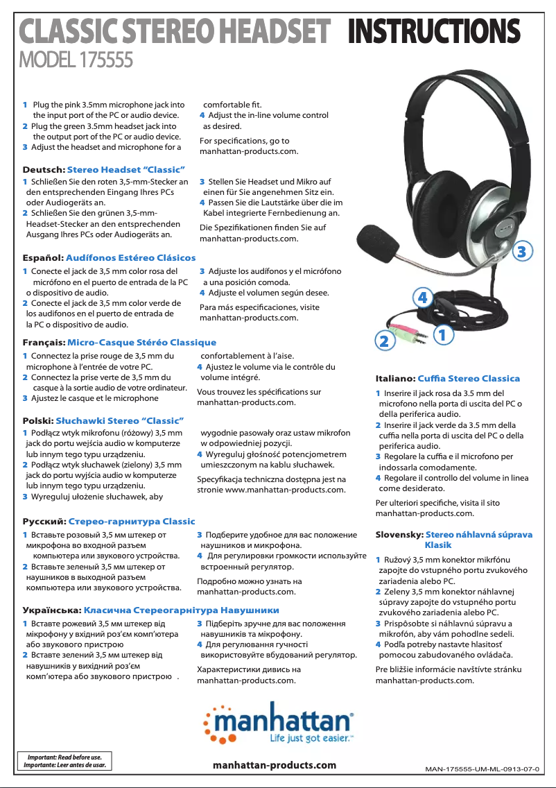 Page 1 of the manual User Manual Manhattan Classic 175555