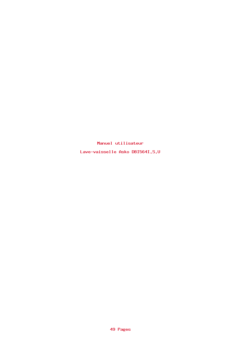 Page 1 de la notice Manuel utilisateur Asko DBI564I.S.U