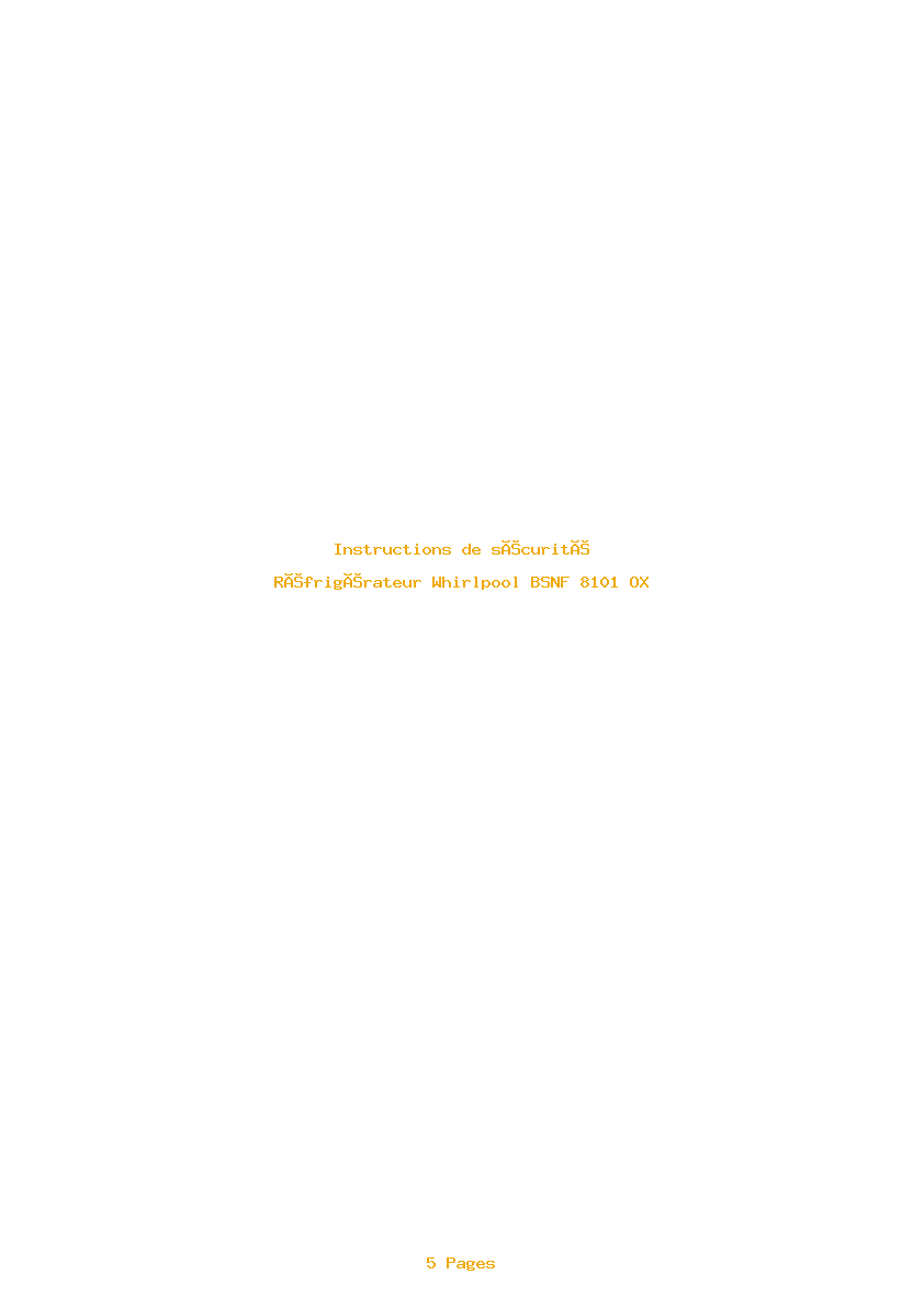 Image de la première page du manuel de l'appareil BSNF 8101 OX