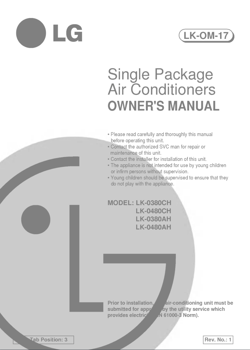 Page 1 of the manual User Manual LG LK-0480CH