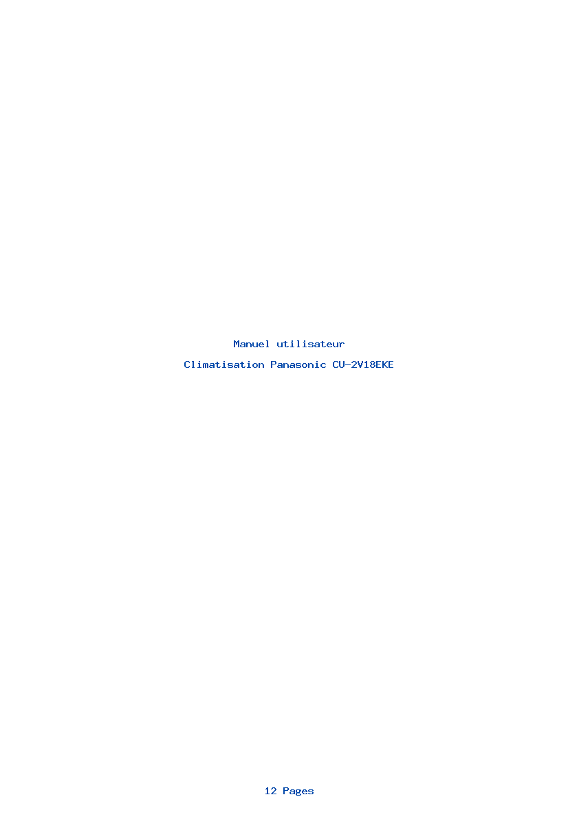 Page 1 de la notice Manuel utilisateur Panasonic CU-2V18EKE