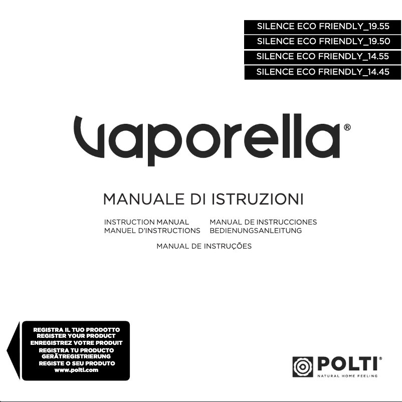 Page 1 de la notice Manuel utilisateur Polti Vaporella Silence ECO Friendly 19.50