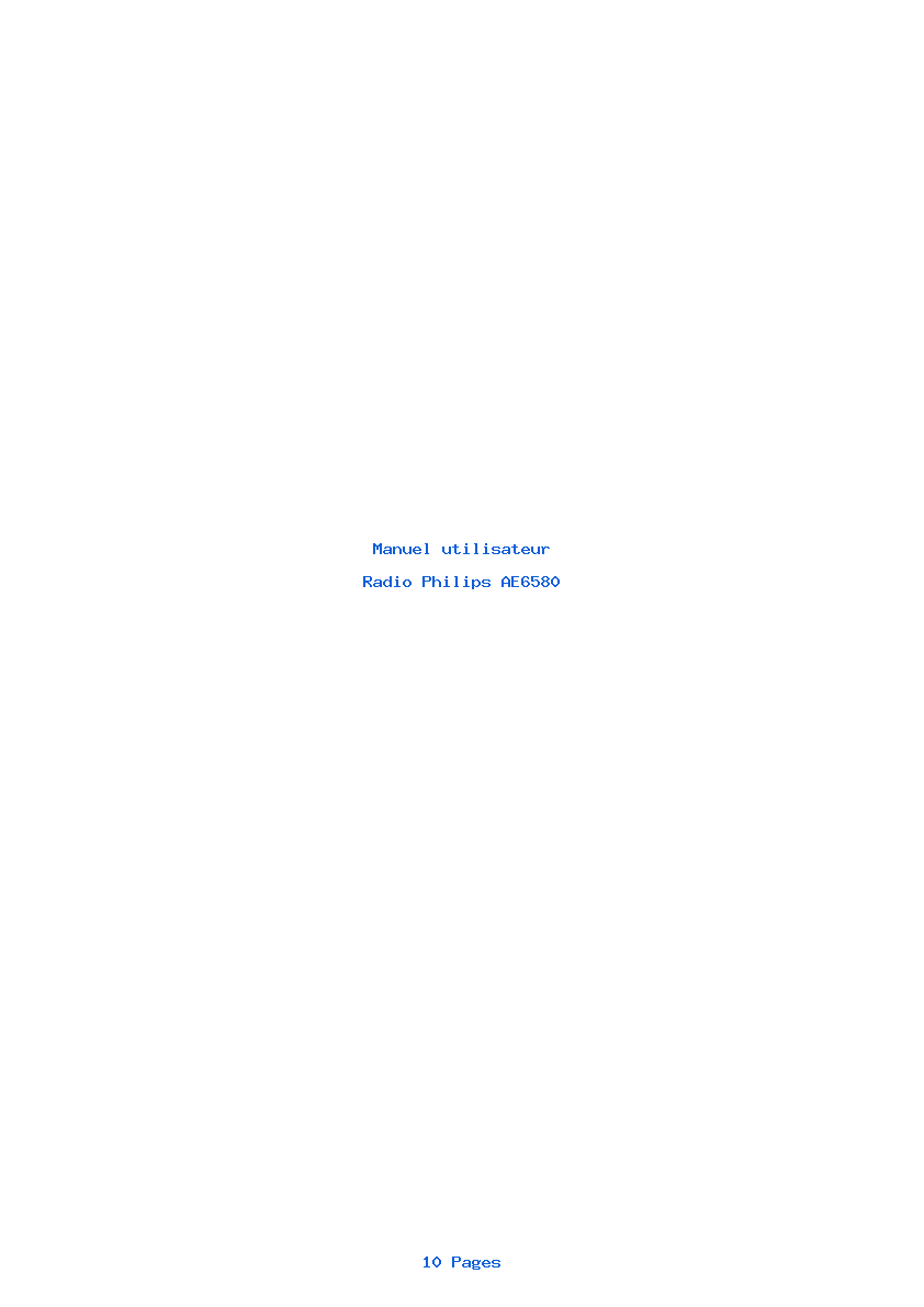 Page 1 de la notice Manuel utilisateur Philips AE6580