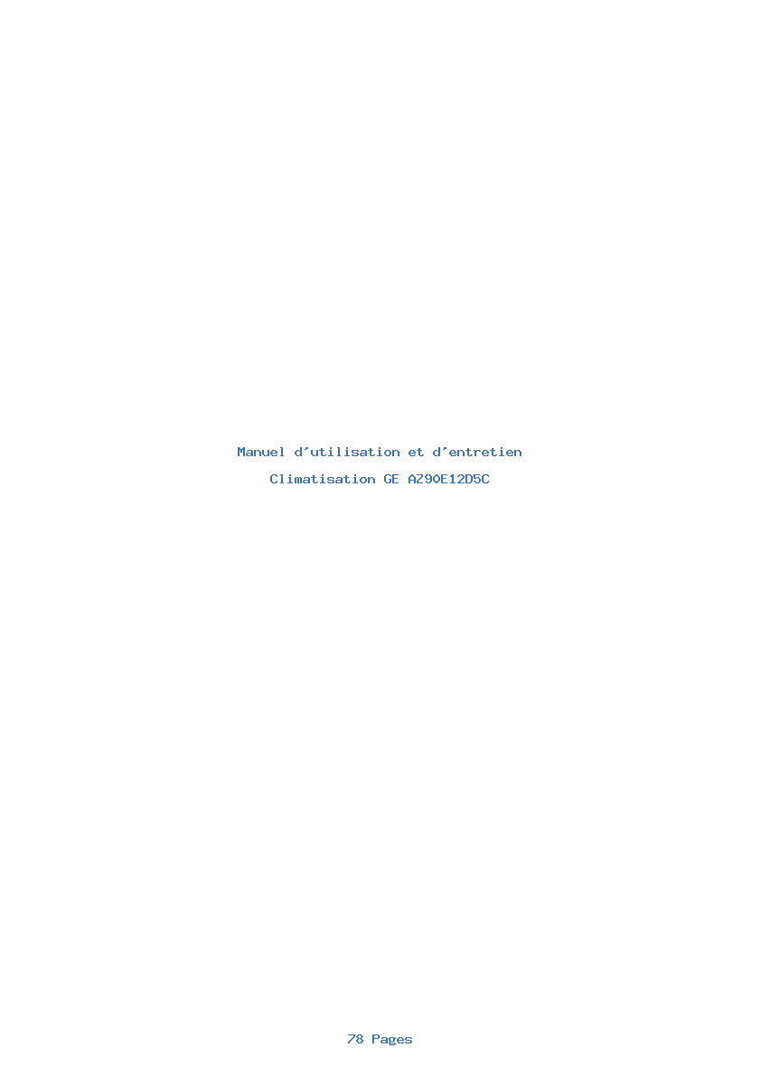 Page 1 de la notice Manuel d'utilisation et d'entretien GE AZ90E12D5C