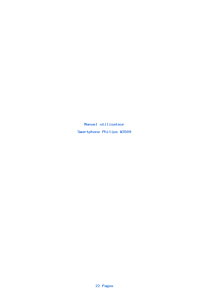 Page 1 de la notice Manuel utilisateur Philips W3509
