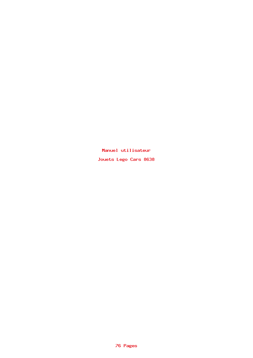 Page 1 de la notice Manuel utilisateur Lego Cars 8638
