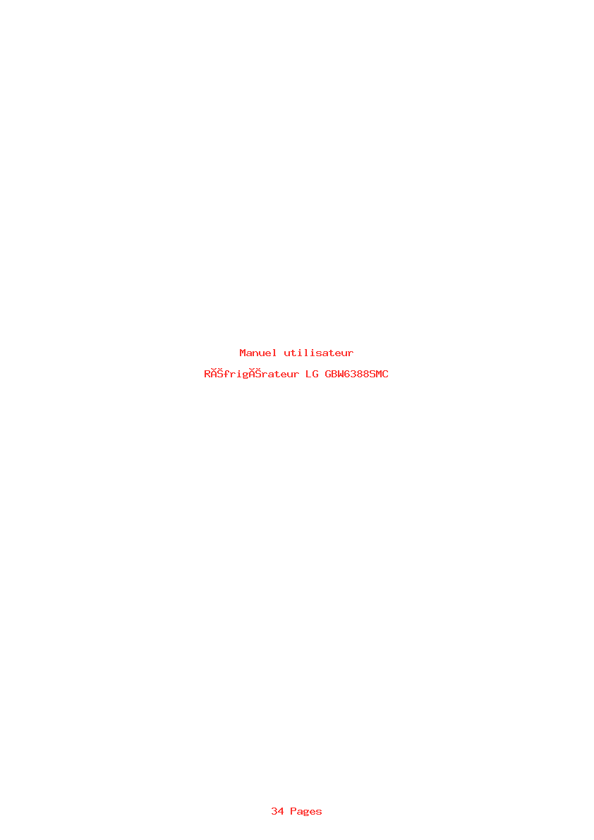 Page 1 de la notice Manuel utilisateur LG GBW6388SMC