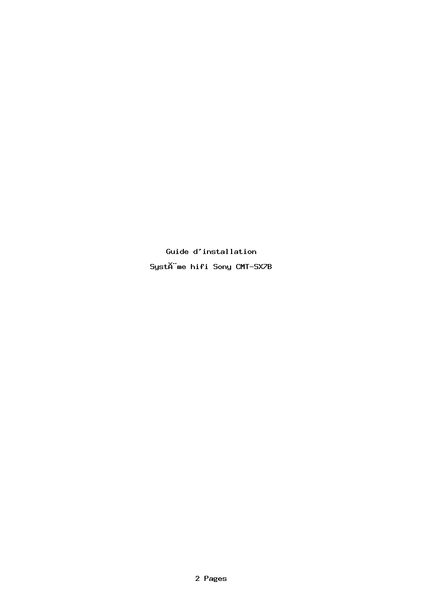 Page 1 de la notice Guide d'installation Sony CMT-SX7B