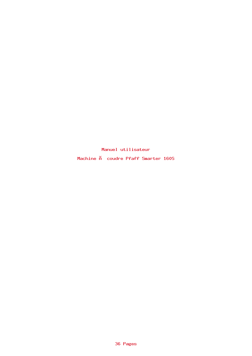 Page 1 de la notice Manuel utilisateur Pfaff Smarter 160S