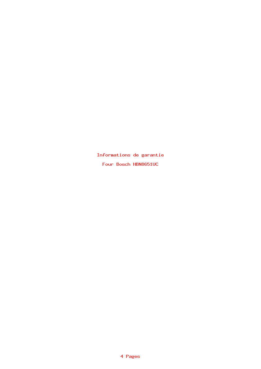 Page 1 de la notice Informations de garantie Bosch HBN8651UC