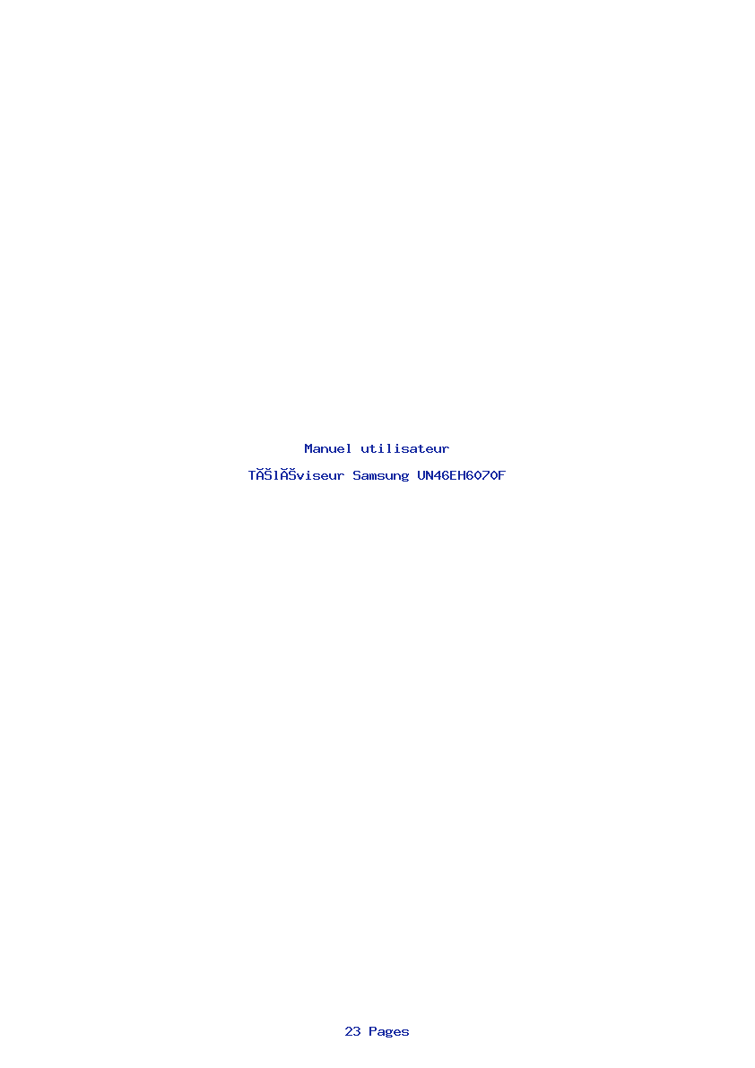 Page 1 de la notice Manuel utilisateur Samsung UN46EH6070F
