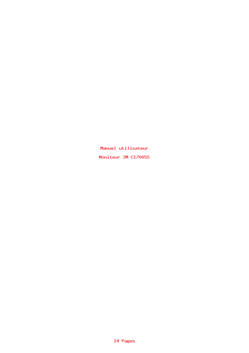 Page 1 de la notice Manuel utilisateur 3M C1700SS