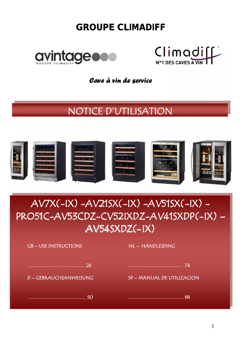 Page 1 of the manual User Manual Avintage AV7IX