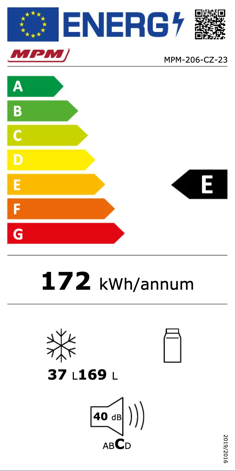 Page 1 of the manual Energy Label MPM MPM-206-CZ-23