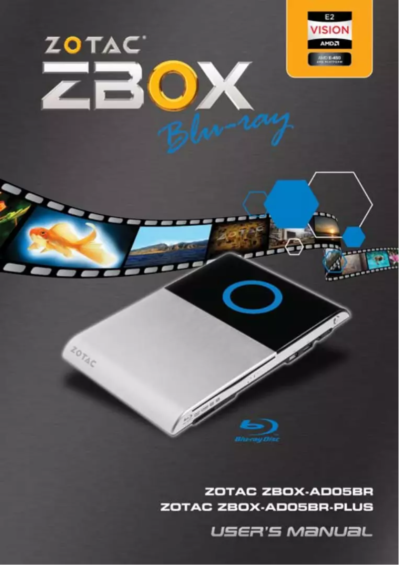 Page 1 de la notice Manuel utilisateur Zotac ZBOX Blu-ray AD05 PLUS