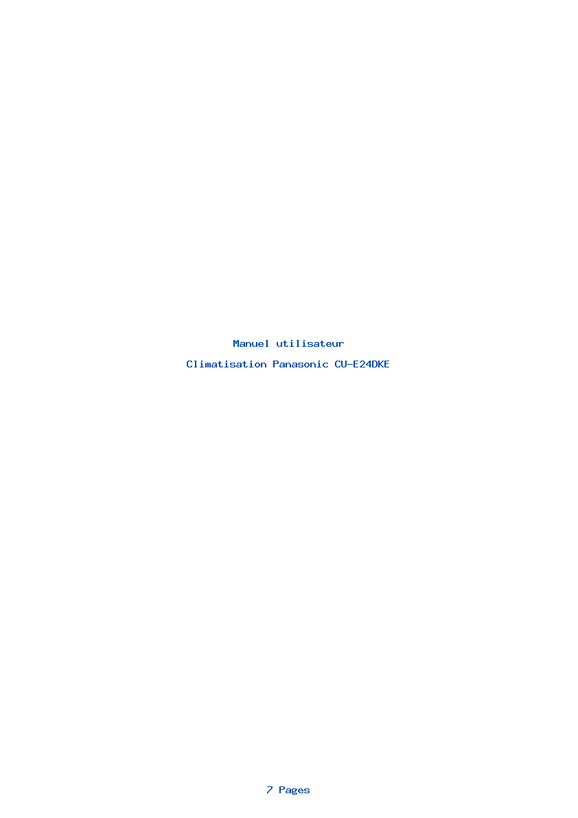 Page 1 de la notice Manuel utilisateur Panasonic CU-E24DKE
