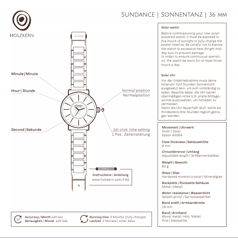 Page 1 de la notice Manuel utilisateur Holzkern Abendrot
