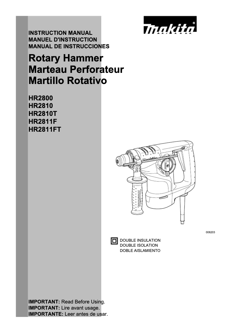 Page 1 de la notice Manuel utilisateur Makita HR2810T