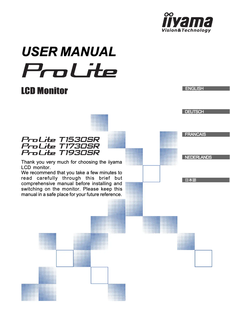 Page 1 de la notice Manuel utilisateur Iiyama ProLite T1530SR-2