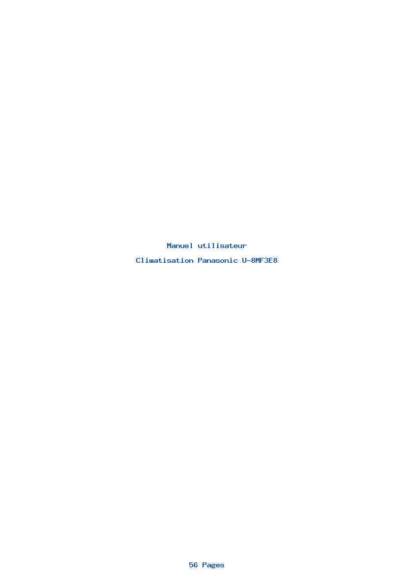 Page 1 de la notice Manuel utilisateur Panasonic U-8MF3E8