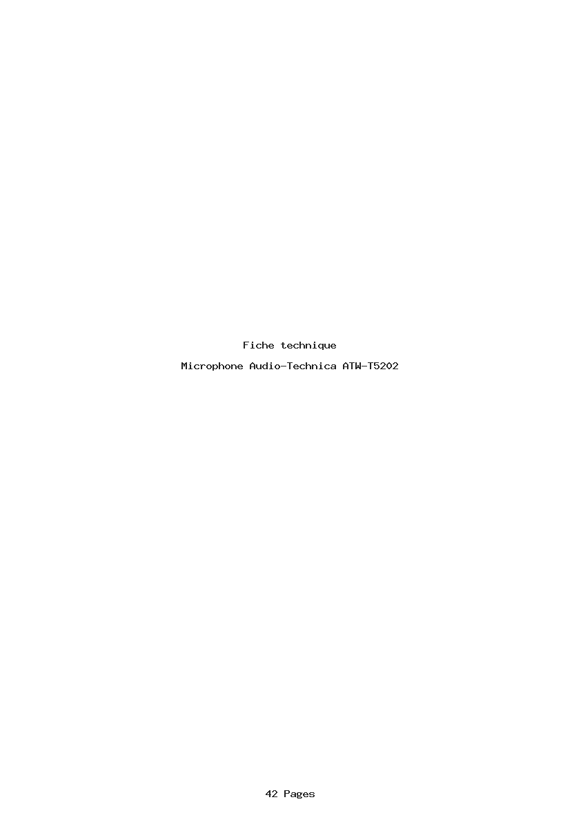 Page 1 de la notice Fiche technique Audio-Technica ATW-T5202