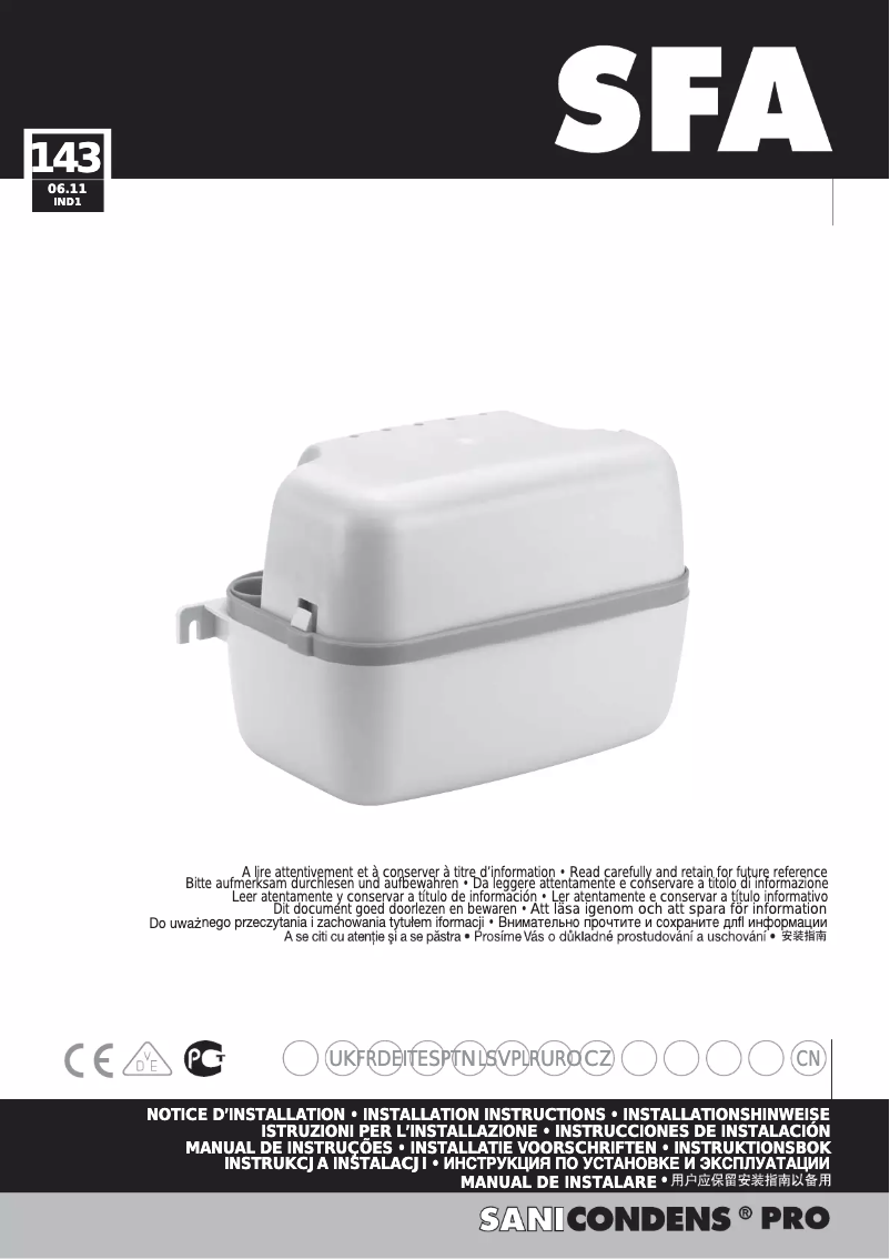 Page 1 de la notice Manuel utilisateur Sanibroyeur Sanicondens Pro