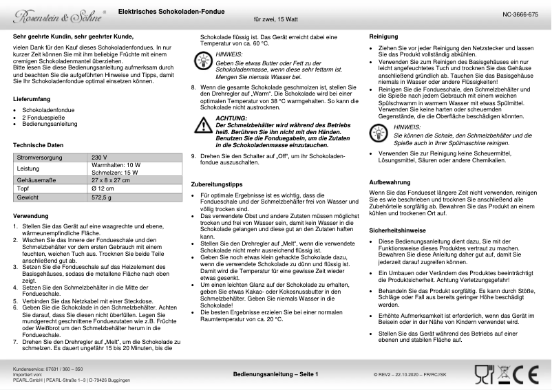 Página 1 del manual Manual de usuario Rosenstein & Söhne NC-3666-919