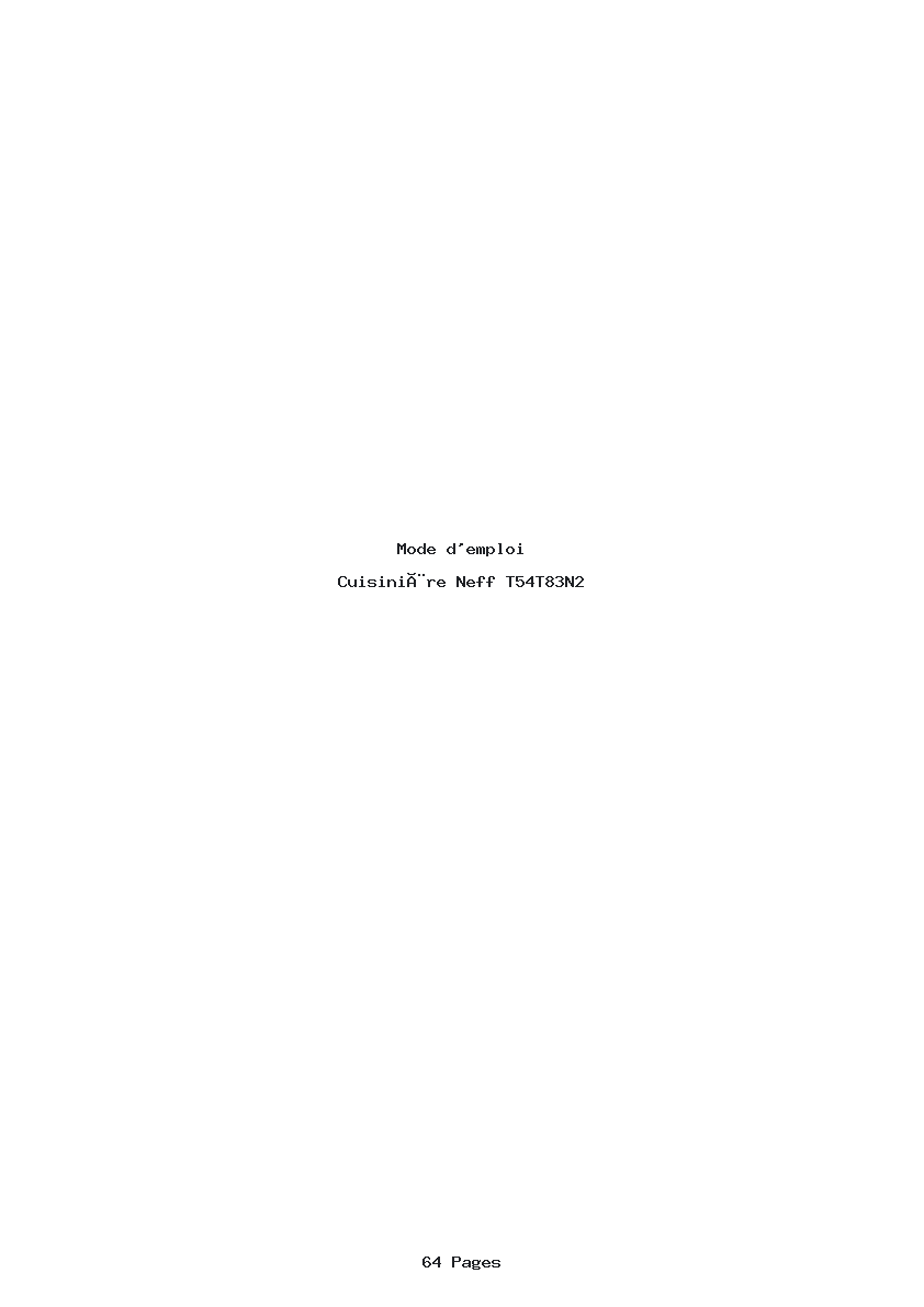 Page 1 de la notice Mode d'emploi Neff T54T83N2
