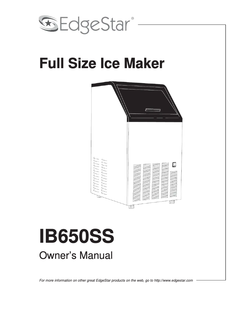 Page 1 de la notice Manuel utilisateur EdgeStar IB650SS