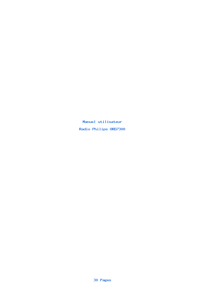 Page 1 de la notice Manuel utilisateur Philips ORD7300