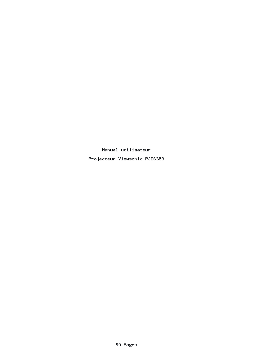 Page 1 de la notice Manuel utilisateur Viewsonic PJD6353