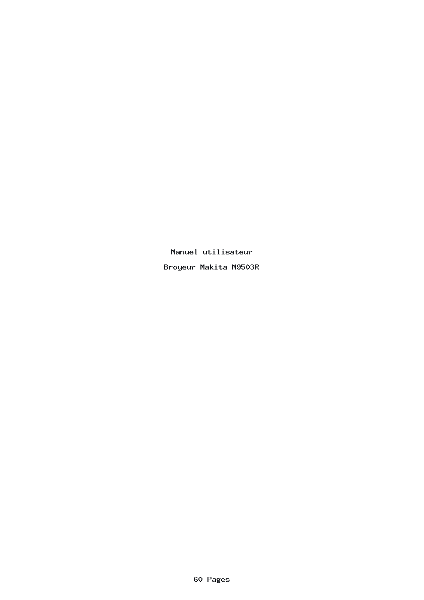 Page 1 de la notice Manuel utilisateur Makita M9503R