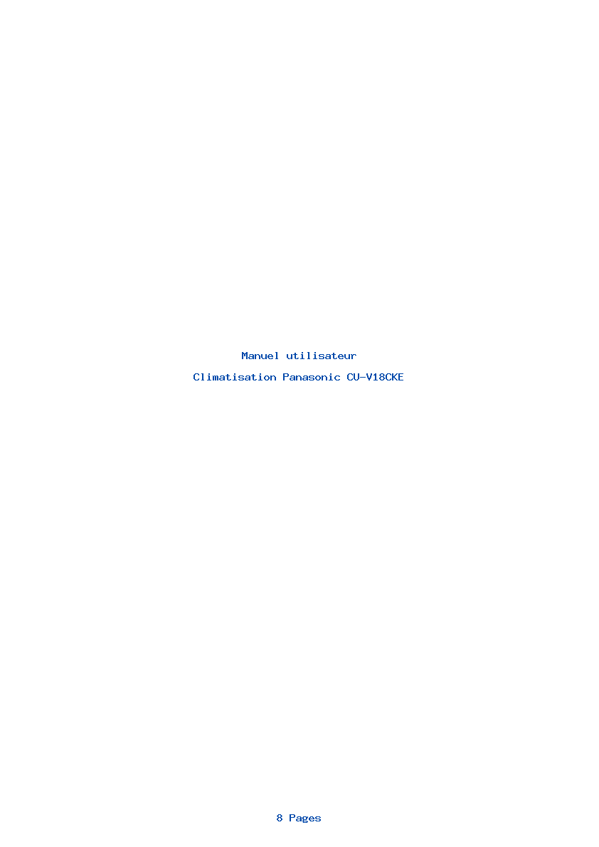 Page 1 de la notice Manuel utilisateur Panasonic CU-V18CKE