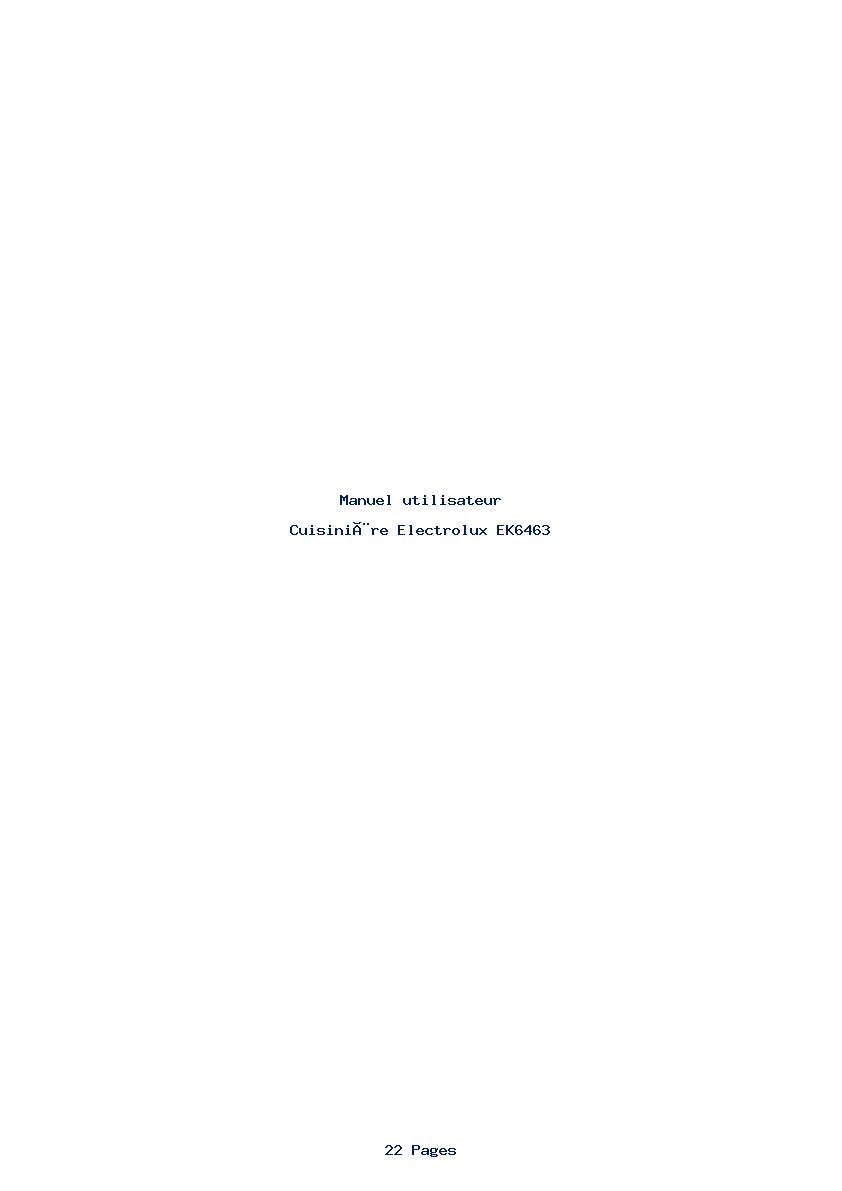 Page 1 de la notice Manuel utilisateur Electrolux EK6463