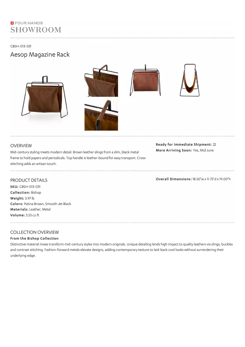 Page 1 de la notice Manuel utilisateur Four Hands CBSH-013-031