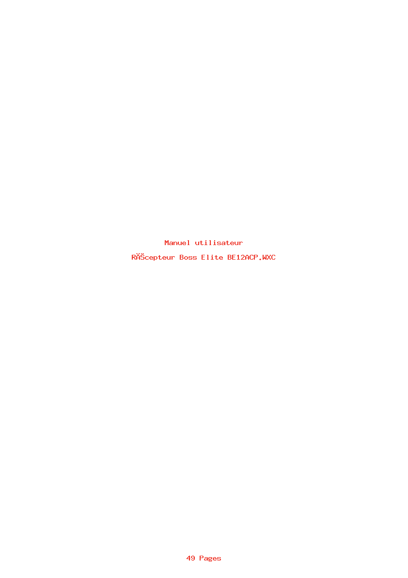 Page 1 de la notice Manuel utilisateur Boss Elite BE12ACP.WXC