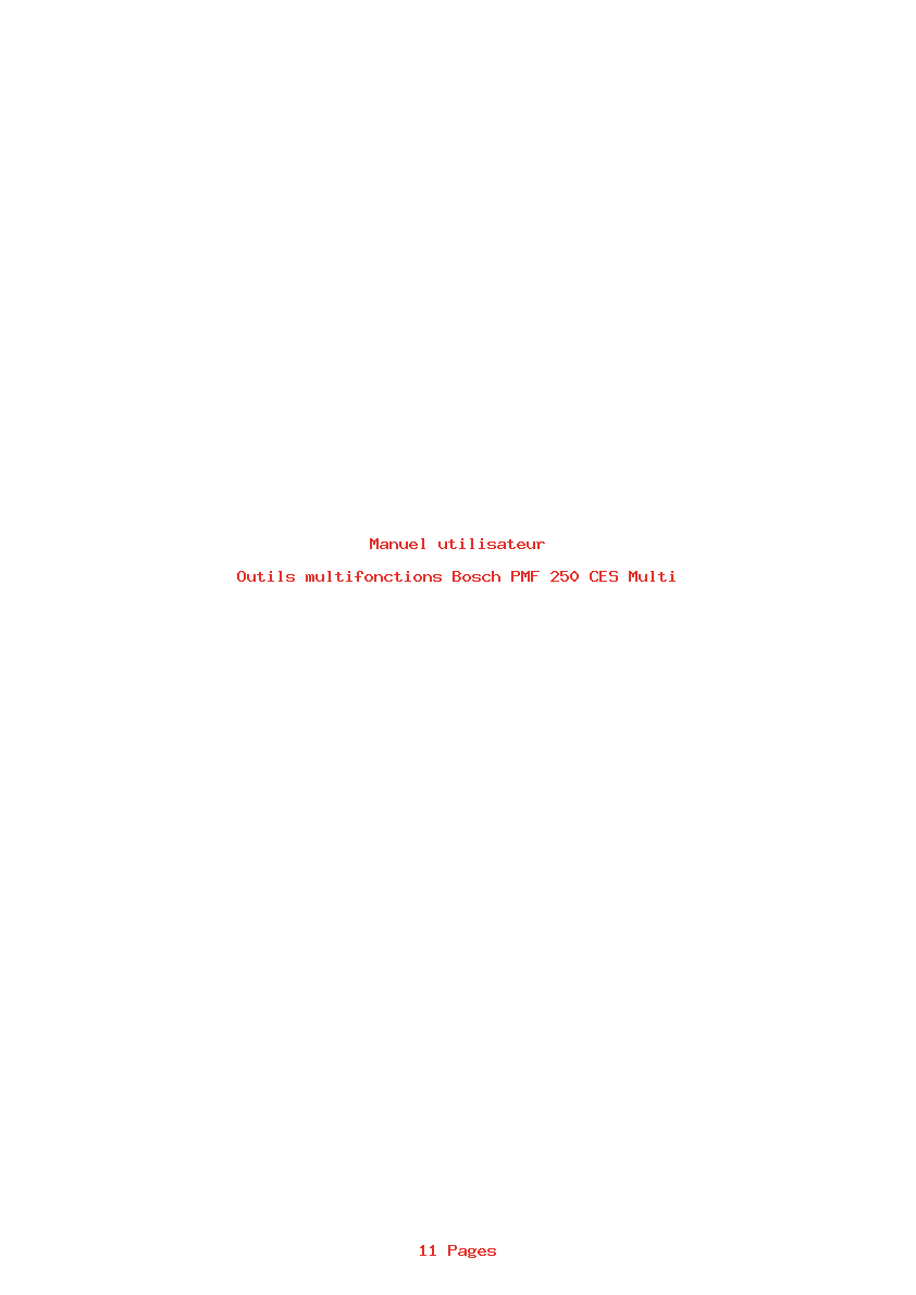 Page 1 de la notice Manuel utilisateur Bosch PMF 250 CES Multi