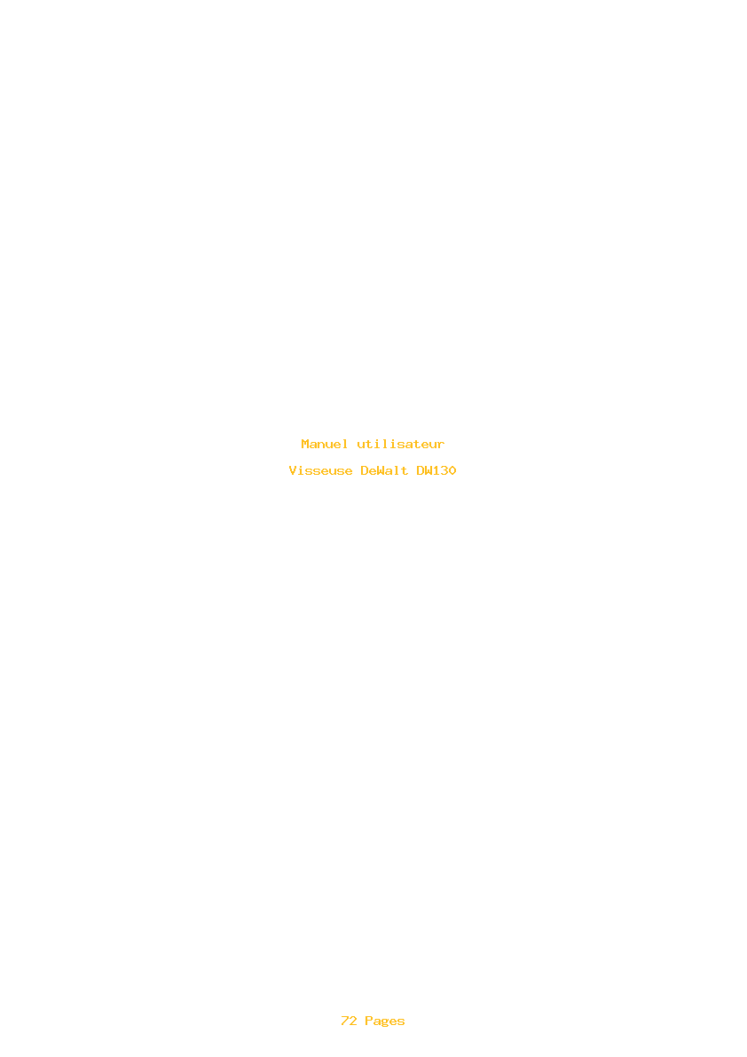 Page 1 de la notice Manuel utilisateur DeWalt DW130