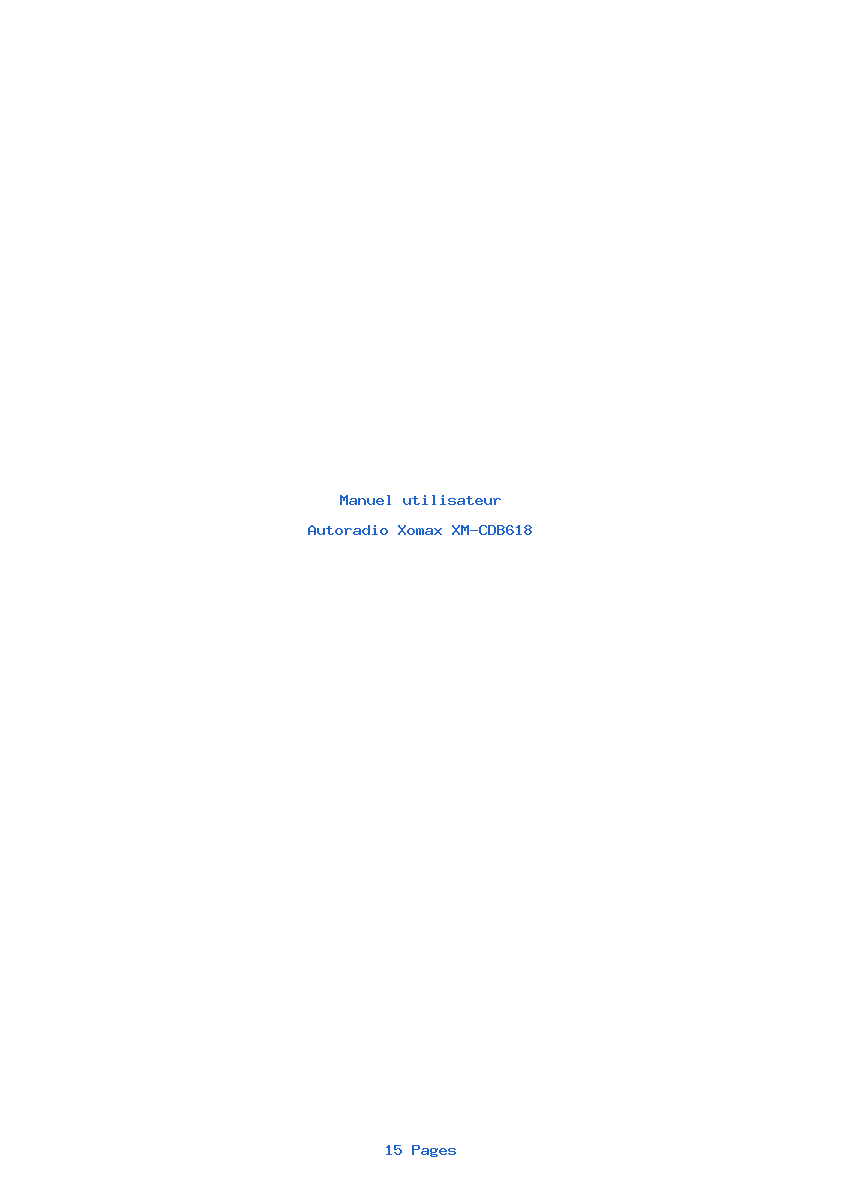 Page 1 de la notice Manuel utilisateur Xomax XM-CDB618