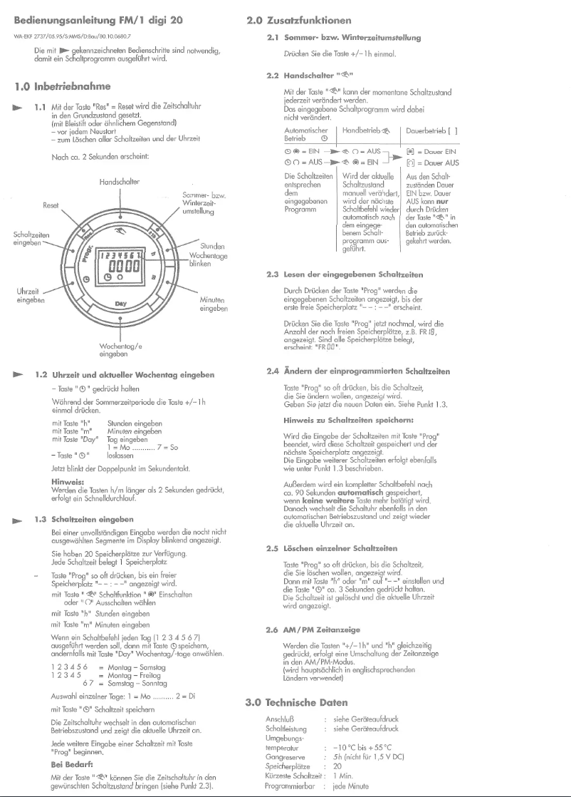 Page 1 de la notice Manuel utilisateur Grässlin FM 1 digi20