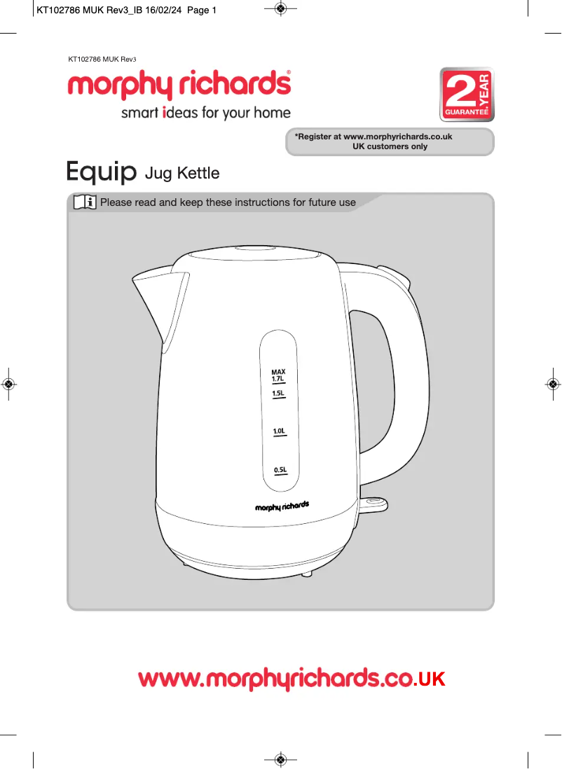 Page 1 de la notice Manuel utilisateur Morphy Richards Equip 102785